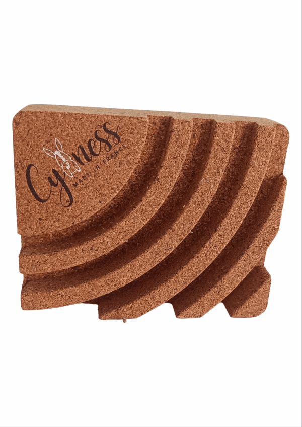 Porte-savon Cyaness en liège naturel avec reliefs antidérapants, format 105×85×15 mm