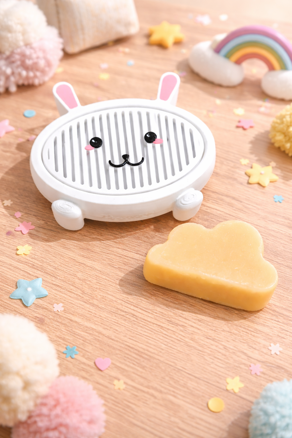 Porte-savon lapin Cyaness + savon bio lait d’ânesse 40 % surgras 50 g